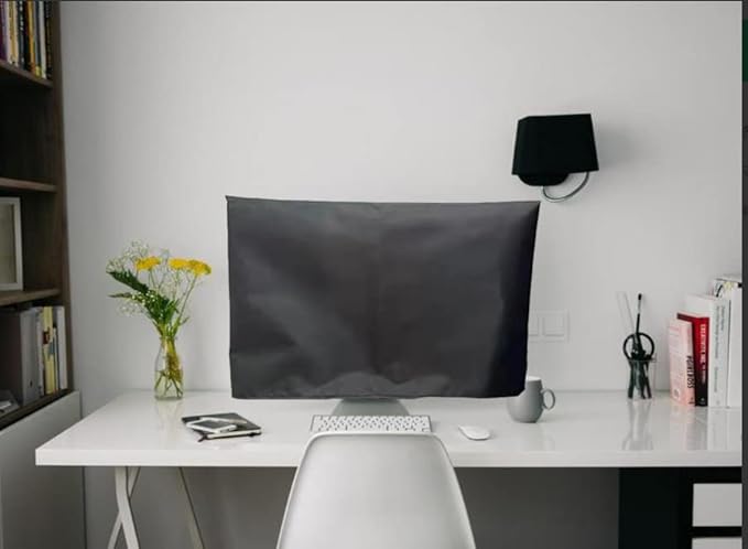 Computer Monitor Dust Cover Anti-Static Dustproof Protective Cover for LCD/LED/HD Panel Case Computer Sleeve Compatible with PC, Desktop and TV (24inch,Black)