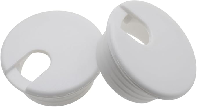 1-1/2 Inch (38 mm) U-Shaped Opening Desk Grommet 2 Pcs ABS Plastic Cable Hole Cover Cable Cord Grommet to Arrange Wires & Cords Through Computer Table/Countertops (White)