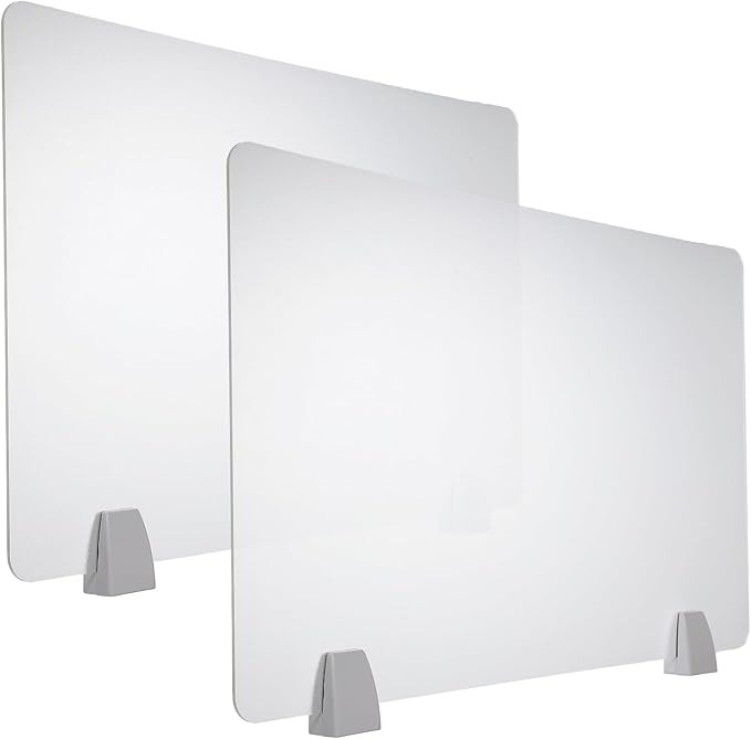 PATIKIL 40x60cm Desk Divider,2Set Desk Privacy Panel Acrylic Office Partition Boards Table Testing Dividers Panel Sneeze Guard Protective Shield for Office Kitchen Sink,Frosted Transparent
