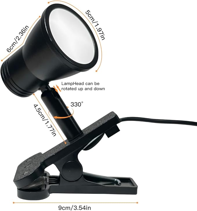 LUJOLUMIN Clip Lamp, Mini Portable 360° Rotation Clamp on Lamp for Bed/Bedside Headboard/Table/Bunk/Desk/Shelf, 3 Color Temperature Options, 10 Dimmable Brightness Levels for Reading (5W)