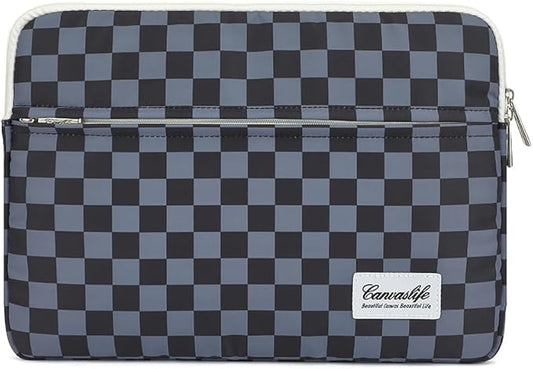 Canvaslife Black Checker Pattern Laptop Sleeve Case Cover with Pocket for MacBook Pro 14 inch and 14 inch-14.4 inch HP, Lenovo, Dell, ASUS, Acer Notebook Computer
