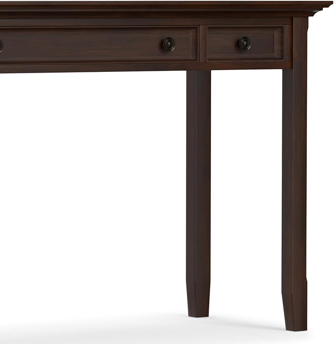 SIMPLIHOME Amherst Desk - 54 Inch Wide Solid Wood Writing Desk in Russet Brown, Transitional Home Office Computer Table for Workspace or Study with 2 Drawers and Flip-Down Keyboard Tray