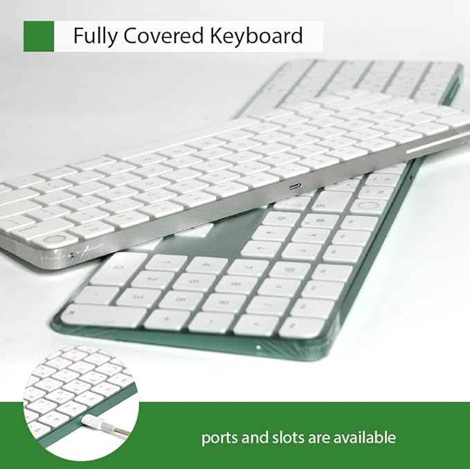 Fully Covered Flat Style 0.025mm Wipeable Superb Tactile Feeling Waterproof Anti-Dust Keyboard Cap Cover for 2021 iMac Apple Wireless Magic Keyboard with Numeric [3 Pack