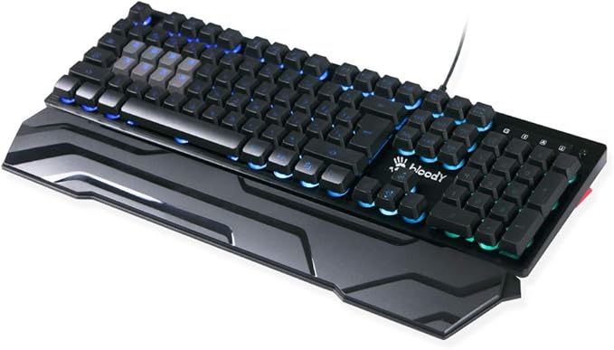 Bloody B380 Light Strike 8 Key Optical Membrane Gaming Keyboard | Full RGB LED Backlit Keyboard | Smooth & Linear Quite Keys | Ergonomic Detachable Wrist Rest Design | LK Optical Gaming Series