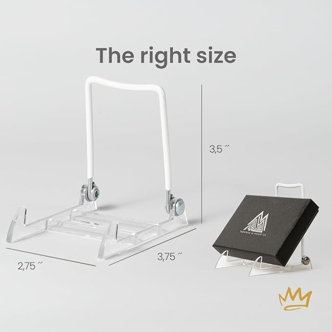 KINGDOM SOLUTIONS MADE IN USA 48-Pack Adjustable Acrylic Easels - Plate Stand - Sturdy Book Stand for Art, Pictures, Plates, Frames - Unique on the Market