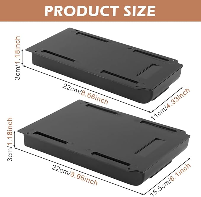 2 Pack Under Desk Drawer Organizer,Plastic Under Desk Storage Drawers Attachment for Home and Office Storage(Black)