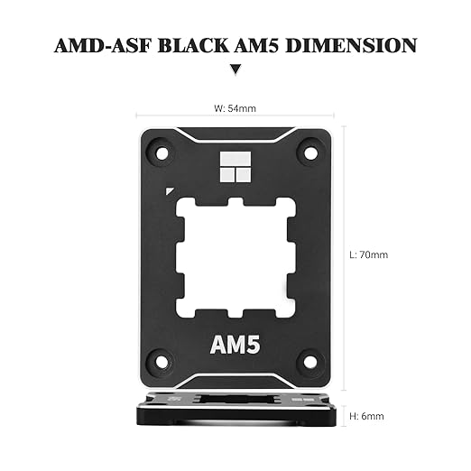 Thermalright ASF-BLACK AM5 CPU Secure Frame,CPU Anti-Bend Fixing Frame, CPU Correction Retainer, AM5 Aluminum Alloy Fixing Bracket, CPU Optical Fit Adhesive Adhesive Mounter, CPU Cooler Standard,Black