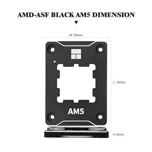 Thermalright ASF-Black AM5 CPU Holder, Corrective Anti-Bending Fixing Frame, AM5 Full-fit Fixed Non-Marking Mounter, AM5 Anti-Bending Contact Frame, CPU Cooler Standard