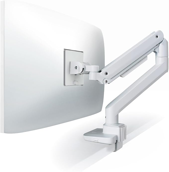 Elecom DPA-SS11WH Monitor Arm, Compatible with 17-49 Inches, Load Capacity 44.1 lbs (20 kg), Gas Spring Type, VESA White