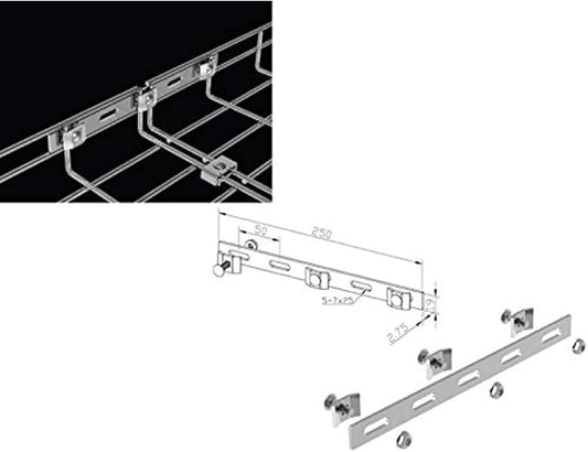 Kable Kontrol Strengthening Bar Coupler – Splice Connection Hardware - Wire Mesh Tray Cable Management Rack Cable Basket, Zinc Plated Steel NEC Approved for Network, Fiber Optic, Cabling Accessory