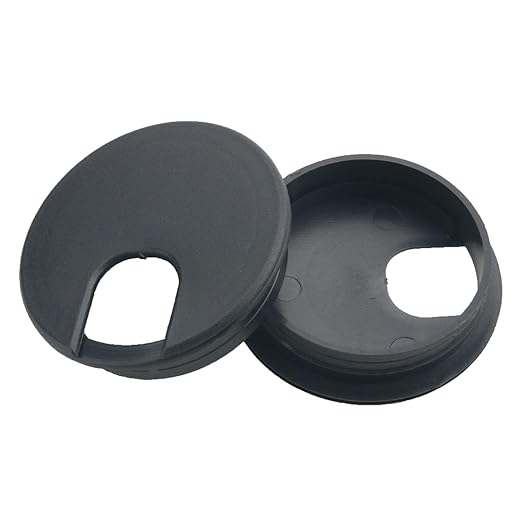 6PCS Black Plastic Desktop Cable Hole Cover Grommets 2.5 Inch Cord Organiser Threading Box/Computer Desk Decorative Ring