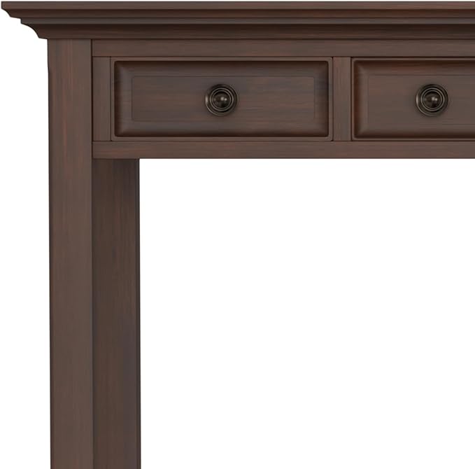 SIMPLIHOME Amherst Desk - 54 Inch Wide Solid Wood Writing Desk in Russet Brown, Transitional Home Office Computer Table for Workspace or Study with 2 Drawers and Flip-Down Keyboard Tray