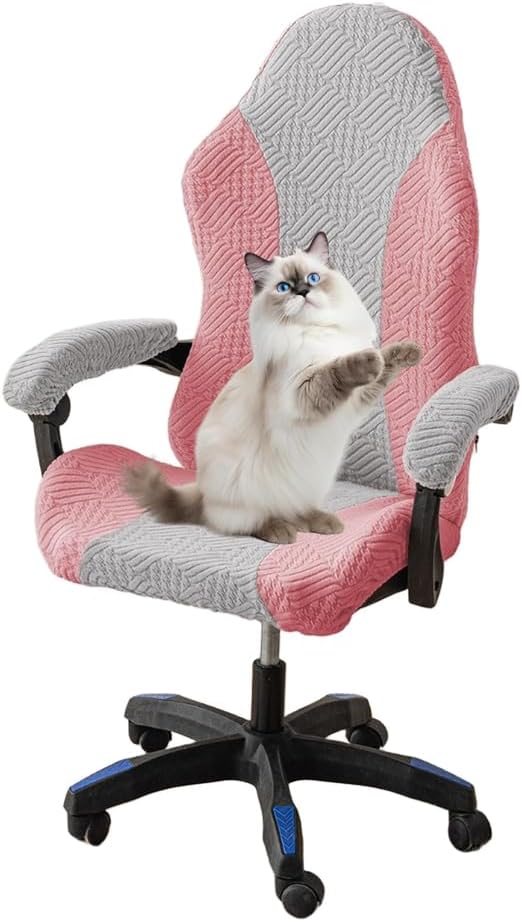 Gaming Chair Cover - Stretchable Machine Washable Fabric Computer Chair Seat Slipcovers Fits Most Office/PC Chairs & Racing Style Seats (NO Chair),Pink a
