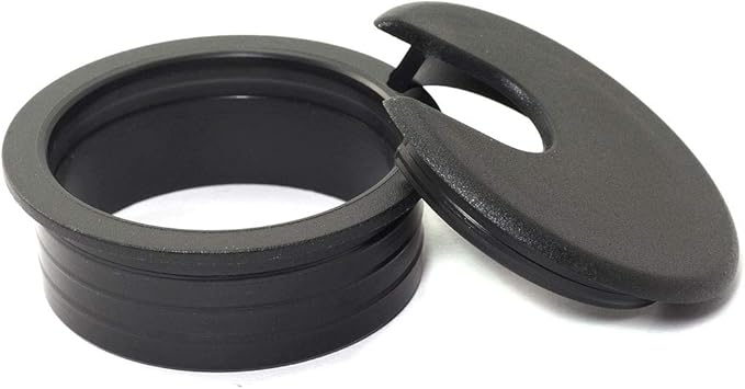 HJ Garden 8pcs 1-3/4 inch Desk Wire Cord Cable Grommets Hole Cover for Office PC Desk Cable Cord Organizer Plastic Cover Black