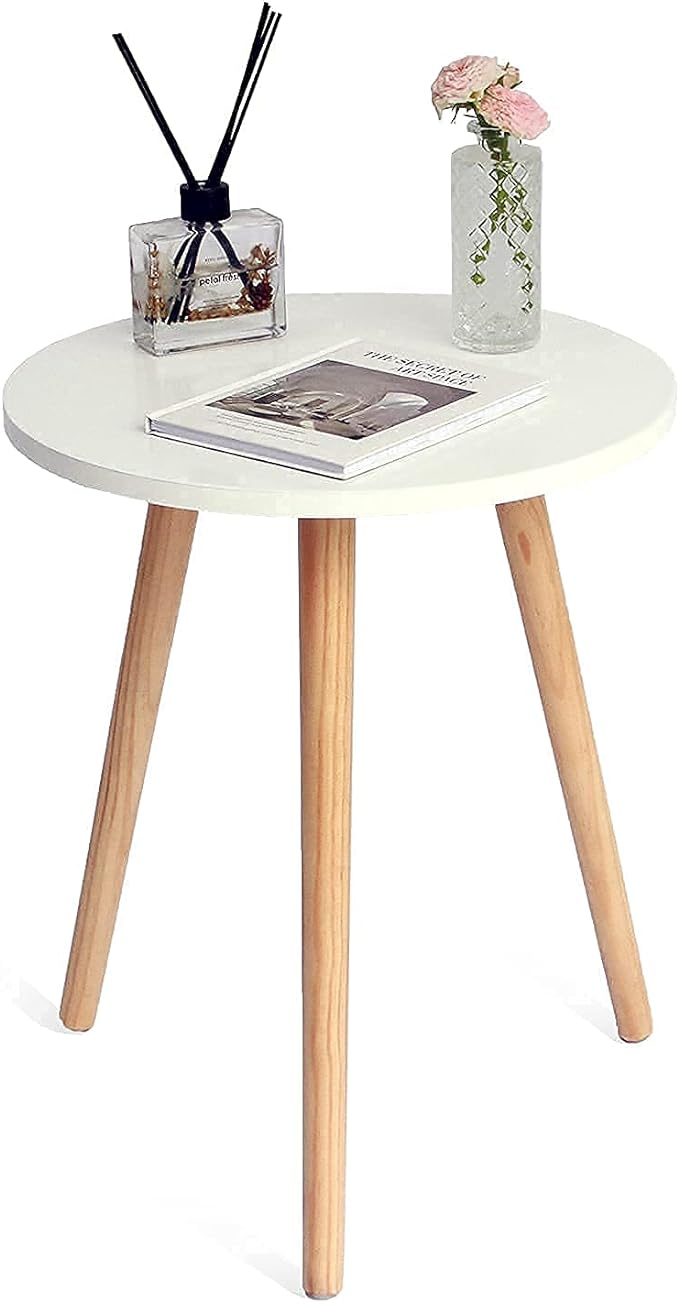 AWASEN Round Side Table, Small Accent Table Nightstand Modern End Table for Living Room Bedroom Office Small Spaces, 15.7''D x 19.69''H (White)
