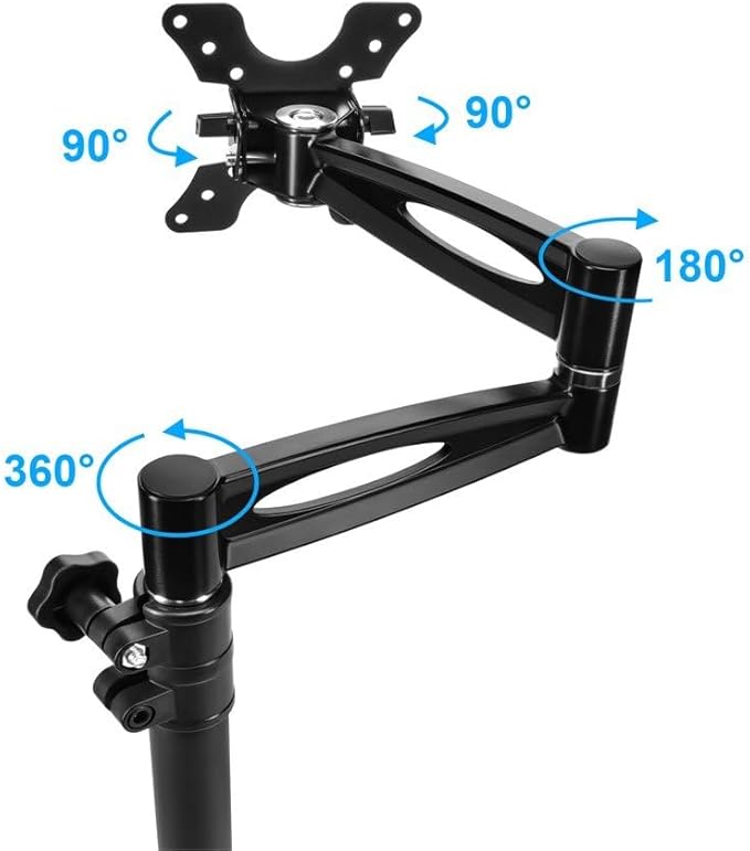 Monoprice 3-Way Adjustable Tilting Monitor Desk Mount Bracket - For 13 To 30 Inch Monitors, Up To 33 lbs, 15.7 x 9.6 x 3 inches, Black