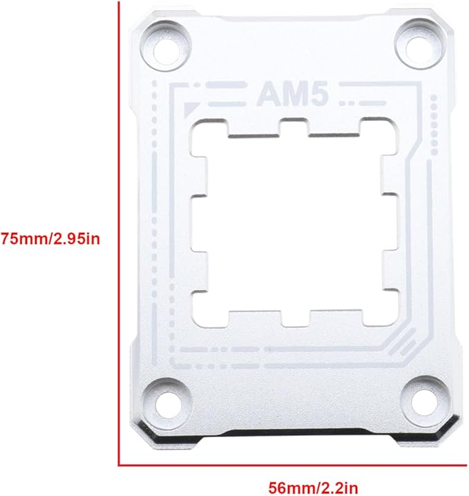 AM5 CPU Holder AM5 Anti-Bending Contact Frame with 4Pcs Screws & 1x Screwdriver Corrective Anti-Bending Fixing Frame 75x56mm/ 2.95x2.2in Silver