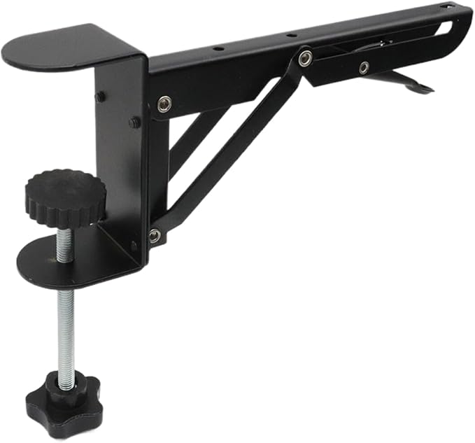 1 Set Desk Extension Folding Shelf Brackets,Metal Tablet Mount Arm Computer Desk Extender Clamp,Keyboard Rack Desktop Extension Tray,Black Large Clip