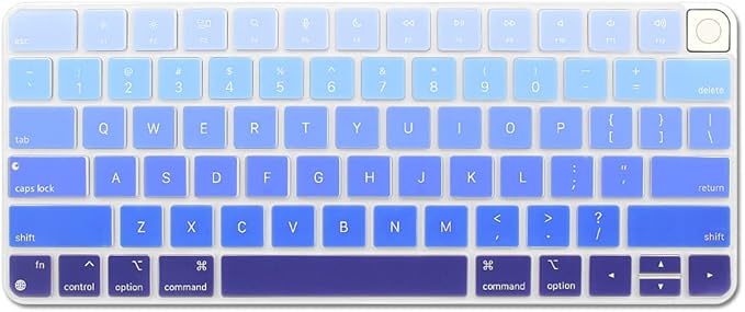 ProElife Keyboard Cover Skin for 2024-2021 Apple Magic Keyboard 3 with Touch ID A3118 A2449 Ultra Thin Silicone Keyboard Protector for iMac 24'' / Mac mini M4 M2 M1 Keyboard Accessories (Ombre Blue)