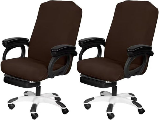 SARAFLORA 2 Pack Office Chair Cover, Stretchable Desk Chair Cover Removable Computer Chair Cover for Office Chair with Zipper Universal Spandex Rotating Chair Cover Anti-dust Chair Slipcover,Brown