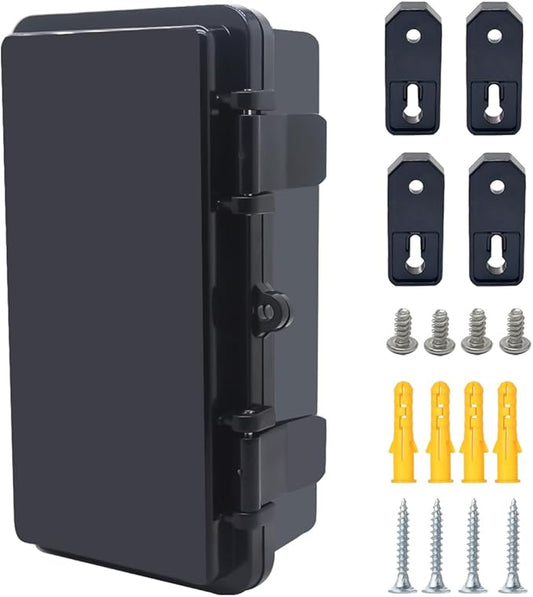 Junction Box, Hinged Black Cover IP67 Waterproof ABS Project Box with Mounting Plate Electrical Box Enclosure with Wall Bracket 7.9 x 3.9 x 2.8inch(200x100x70mm)