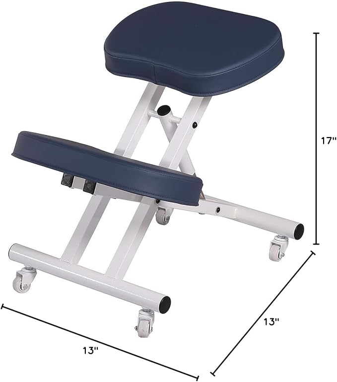 Massage Ergonomic Kneeling Chair, Adjustable Height Posture Stool for Home and Office - Neck and Back Pain Relieving | Spine Tension Relief (Royal Blue)