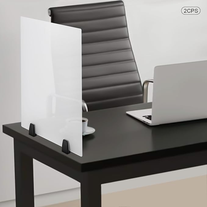 2 Pack Desk Privacy Panels, Clamp-on Acrylic Office Desk Divider, Office Partitions 24" x 18"