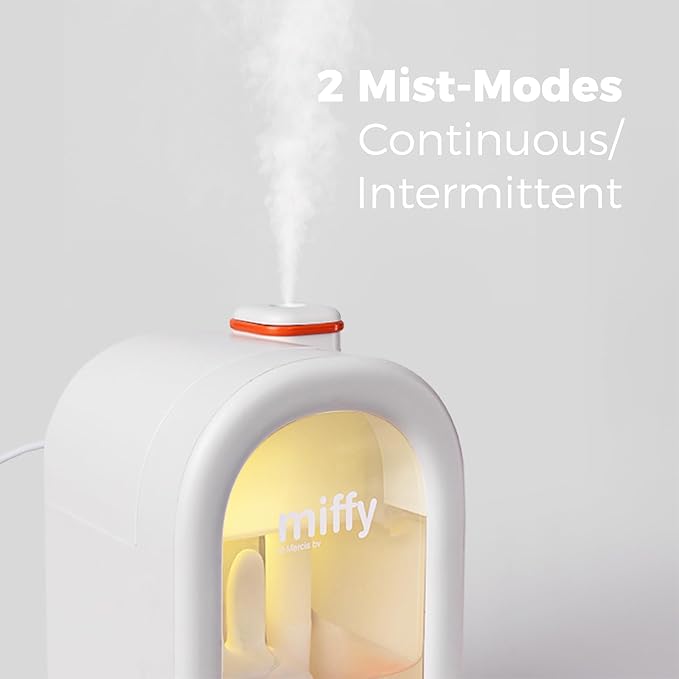 Mipow X Miffy Cool Mist Humidifier - Ultrasonic Quiet Humidifier, Mini Cute Humidifier with Night Light, 380ml for Bedroom, App-Controlled RGB Light (2.0 Plus-Version) - Pink