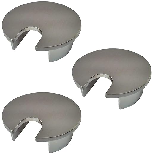 Electriduct 2" Metal Desk Grommet Cable Hole Cover Wire Cord Organizer | Brushed Nickel (3 Pack)
