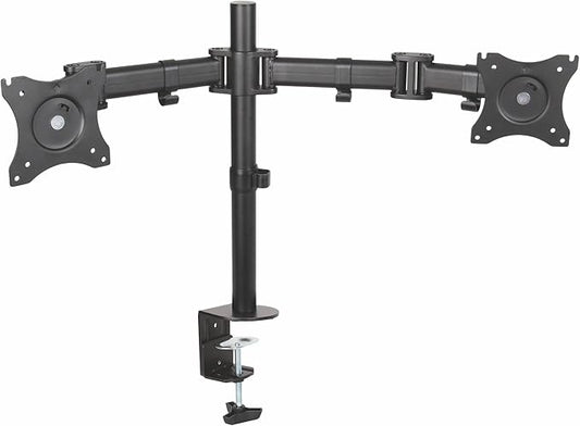 Kantek Dual Monitor Arm, Stand Mounts 2 Screens up tp 27", 2 Articulating Adjustable Arms Hold 18lbs, Desk and Grommet Mount, Cable Management, VESA