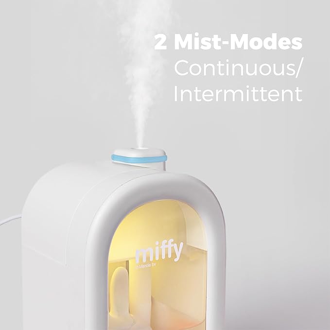 Mipow X Miffy Cool Mist Humidifier - Ultrasonic Quiet Humidifier, Mini Cute Humidifier with Night Light, 380ml for Bedroom, App-Controlled RGB Light (2.0 Plus-Version) - Blue
