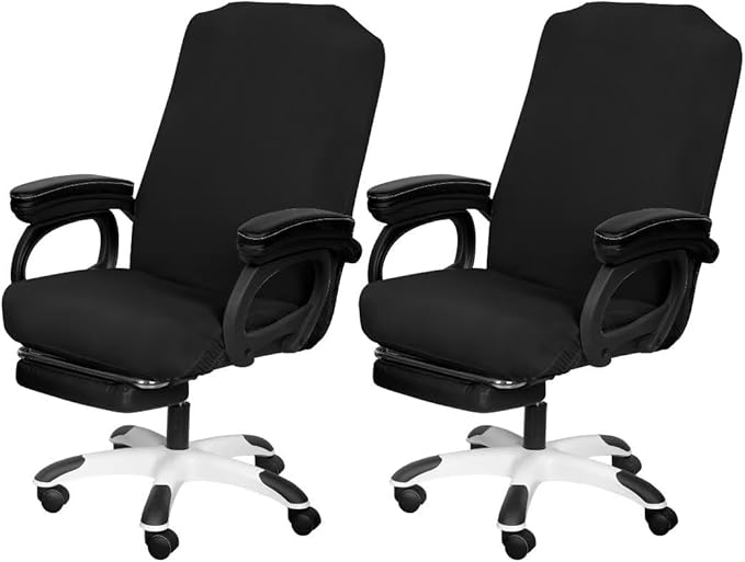 SARAFLORA 2 Pack Office Chair Cover, Stretchable Desk Chair Cover Removable Computer Chair Cover for Office Chair with Zipper Universal Spandex Rotating Chair Cover Anti-dust Chair Slipcover,Black
