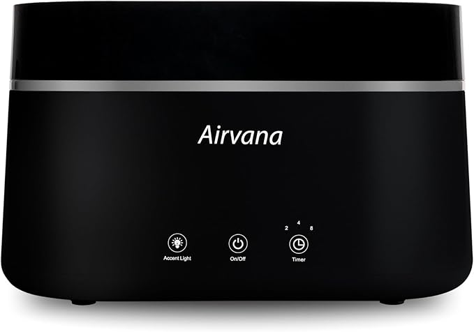 AquaFlame Ultrasonic Humidifier (.75L / .20 Gal) - Vibration Technology Humidifier with Essential Oil Diffuser – Tabletop Design for Personal Use, Dorm Rooms, & Desks -Black
