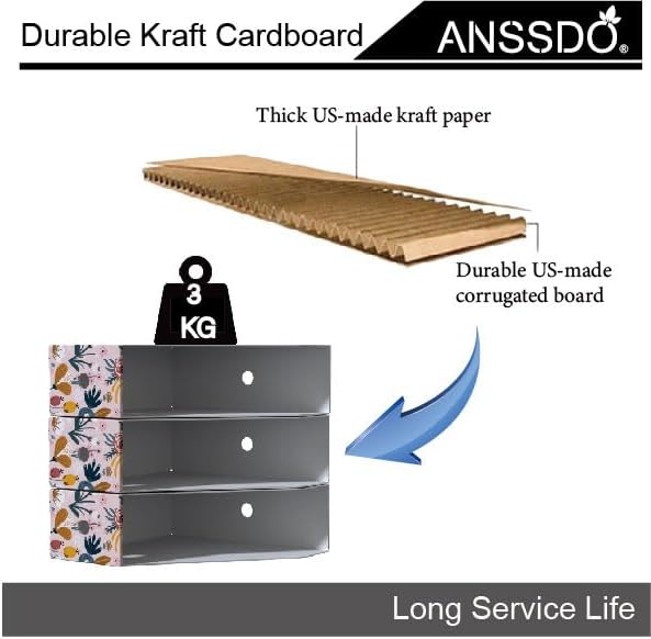 ANSSDO 6 Pack Cardboard Magazine Holder - Premium Magazine File Organizer, Large Volume Storage Box as Book Bins or Folder Holder for Desk - Pink Floral