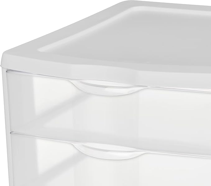 3 Drawer Storage Unit, Clear Plastic Countertop Drawers for Home Office Desk, Stackable Desktop Organizer for Crafts Jewelry Office Supplies, BPA-Free, White