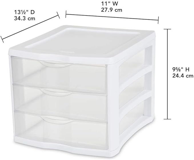 Sterilite 17918004 3 Drawer CLR Organizer, 6"x4"x3", White