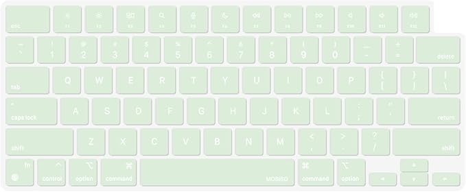 MOSISO Keyboard Cover Skin Compatible with MacBook Air 15 inch M3 A3114 M2 A2941/Air 13.6 A3113 A2681/Pro 14/16 M4 M3 M2 M1, Honeydew Green