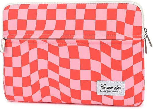 canvaslife Laptop Sleeve 15 Inch 15 Case and 15.6 Laptop Bag (Pink Check)