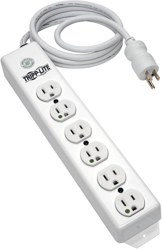 Tripp Lite Medical-Grade Power Strip, 6 Hospital-Grade Outlets, 15 ft. Cord, UL 1363 (PS-615-HG)