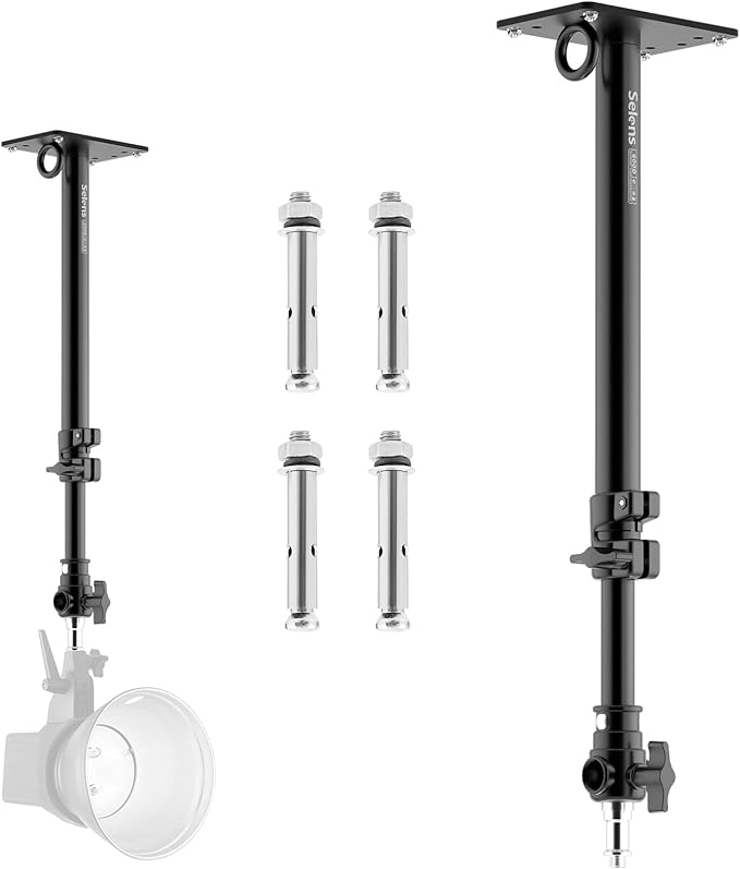 Selens Photography Studio Wall Mount, Camera Wall Ceiling Mount Boom Arm Up to 22" for Photo Video Monolights, Umbrellas, Reflectors, Overhead with 3/8" 1/4" Thread