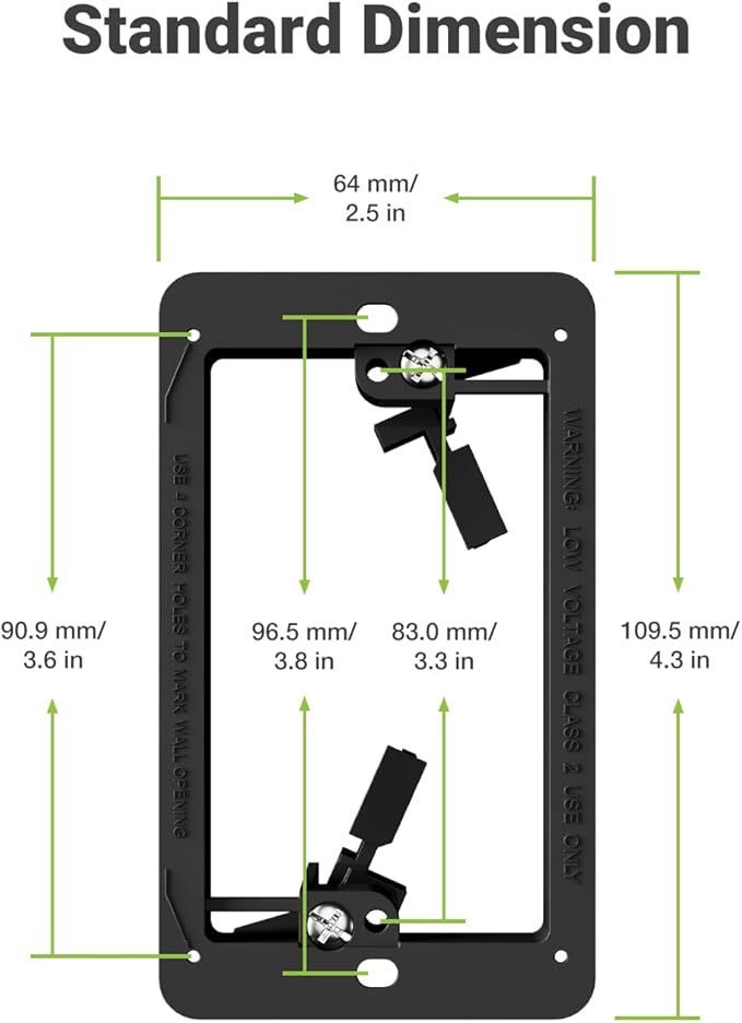 12 Pack Low Voltage Mounting Bracket 1 Gang for Ethernet Wall Plate, Low Voltage Box for Telephone Cord, Network Cable, Hdmi Cable, Coax Cable, and Speaker Wire, Black
