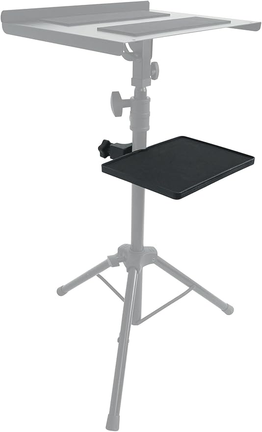 Rockville MTRAY Clamp-On Tray Utility Shelf, 9.7 x 7.3 Inches, 15lb Capacity, EVA Foam, Raised Lip, Quick Attach, for Musicians and Performers