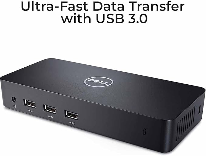 Dell D3100 Docking Station Bundle - Dual Monitor USB 3.0 Ultra HD/4K Support - Includes HDMI Cable, 65W Power Adapter, Ethernet Cable & Microfiber Cleaning Cloth (Renewed)