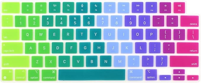 ProElife Keyboard Cover Skin for 2026-2022 MacBook Air 13.6 inch 15.3 inch M5 M4 M3 M2 Chip A3449 A3240 U.S Enter TPU Protector for MacBook Air 13'' 15'' M5 M4 M3 2026 2025 2024 Accessory (Rainbow)