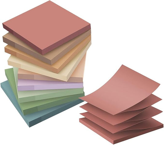 (9 Pack) Pop Up Sticky Notes Refill,3x3 in Popup Notepads,Accordion Stickies Super Sticking Power,Office School Memo Note Pads Vintage Colors,Post on Windows Doors,Recyclable,Easy to Write on