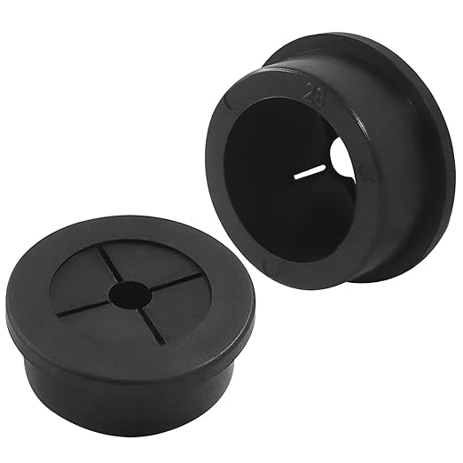 Hordion 2PCS Rubber Grommet 1-1/8 Inch (28mm), Desk Grommet Black Wire Hole Cover for Office Computer Desk Wire Cable Cord Organizer