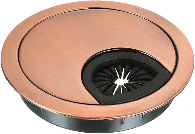 uxcell Cable Hole Cover, 2.4Inch/60mm Zinc Alloy Desk Wire Cord Cable Grommets Hole Cover for Office PC Desk Cable Cord Organizer, Red Bronze