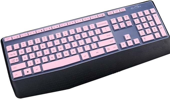 Dust-Proof Silicone Keyboard Skin Cover Compatible for Logitech MK345 K345 Wireless Combo Keyboard, MK345 Keyboard Protector Skin (Pink)