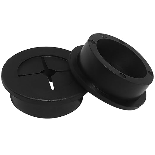 Hordion 2PCS Rubber Grommet 1-1/4 Inch (32mm), Desk Grommet Black Wire Hole Cover for Office Computer Desk Wire Cable Cord Organizer