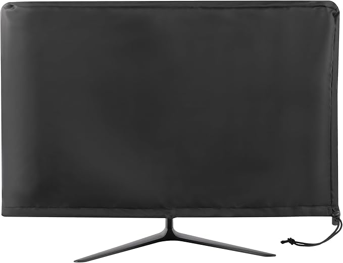 Monitor Dust Cover Heavy Duty Anti-tear Full Body Protective Case Universal for 23-24" Computer LED LCD Screen Wih Adjustable Bottom Tight Rope Black -23Wx16Hx2.3D in
